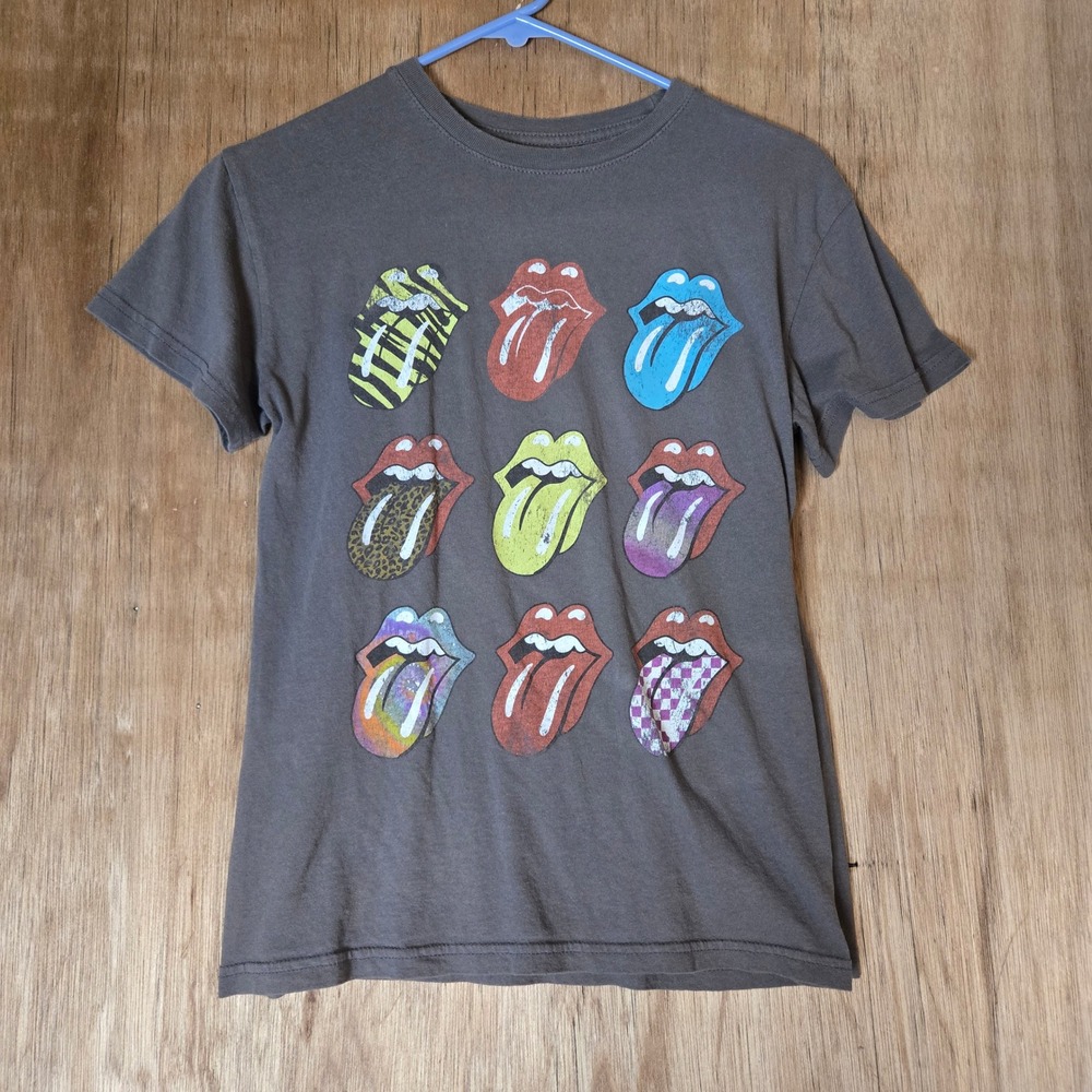The Rolling Stones Graphic T-Shirt Charcoal Gray Multi Tongue Logo XS